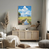 Serene and Idyllic Countryside Landscape Artistic Poster