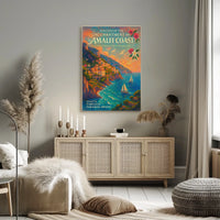 Amalfi Coast Impressionist Art Poster: Vibrant Mediterranean Scene