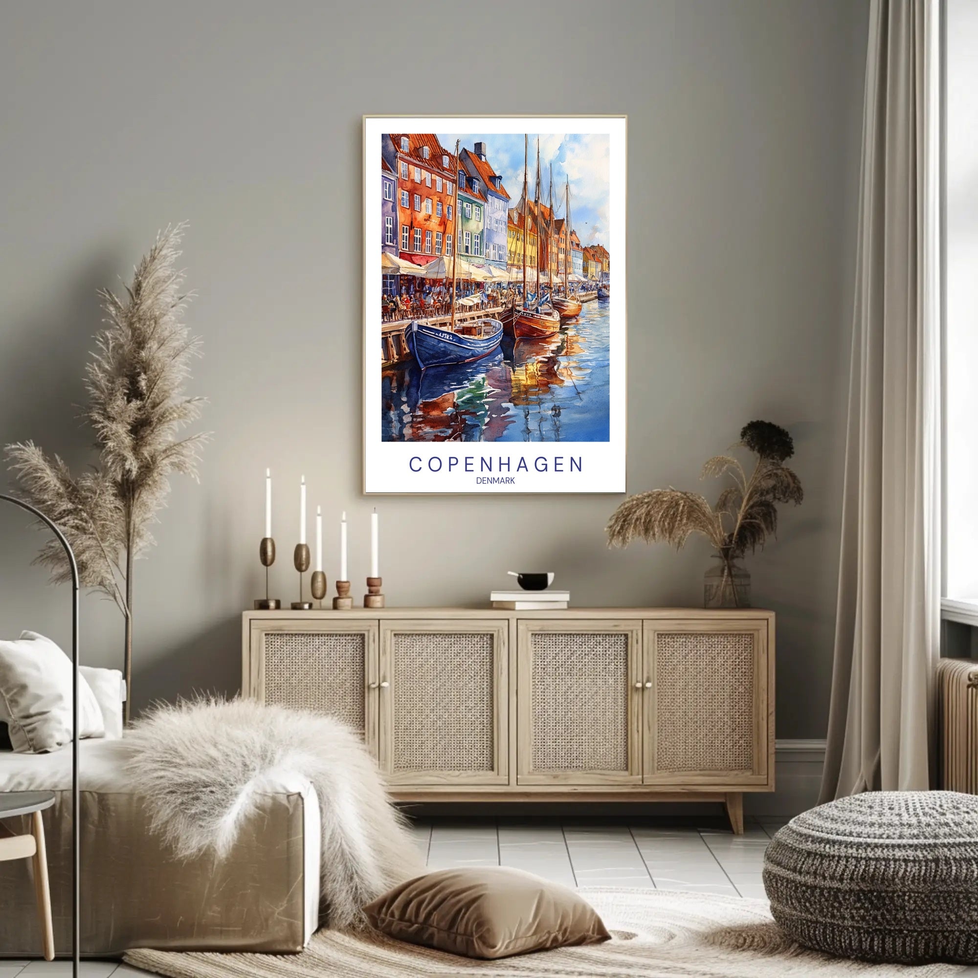 Colorful Waterfront in Copenhagen Poster PosterGoat