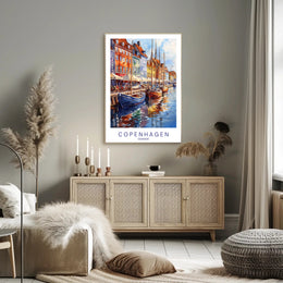 Colorful Waterfront in Copenhagen Poster PosterGoat