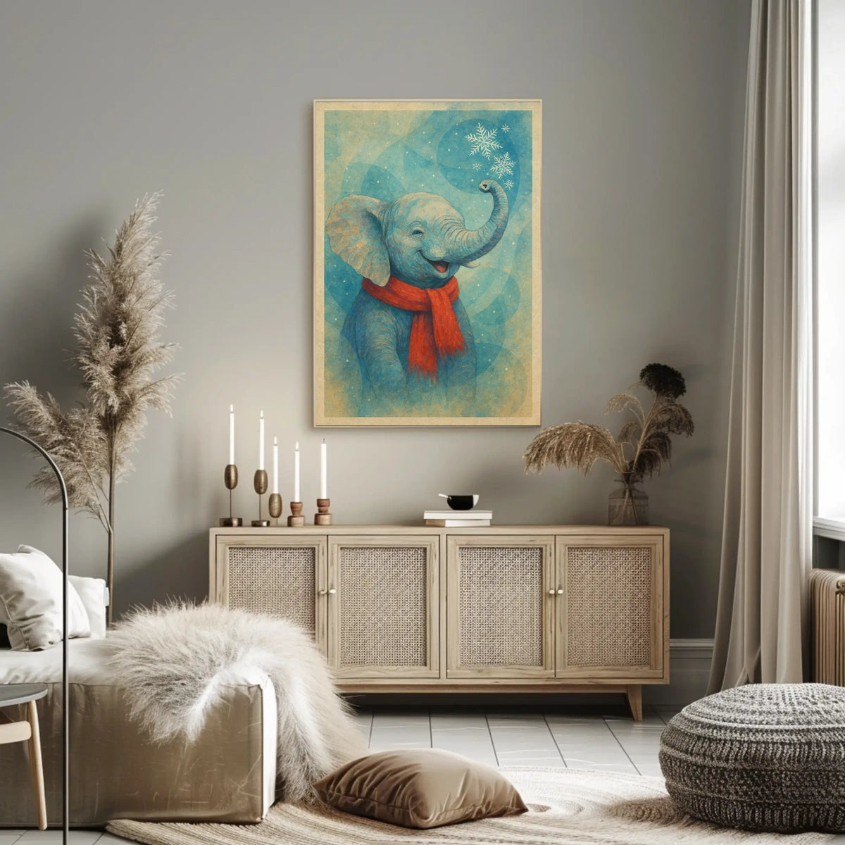 Winter Elephant Poster