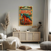 Nashville Music City Mistletoe Poster