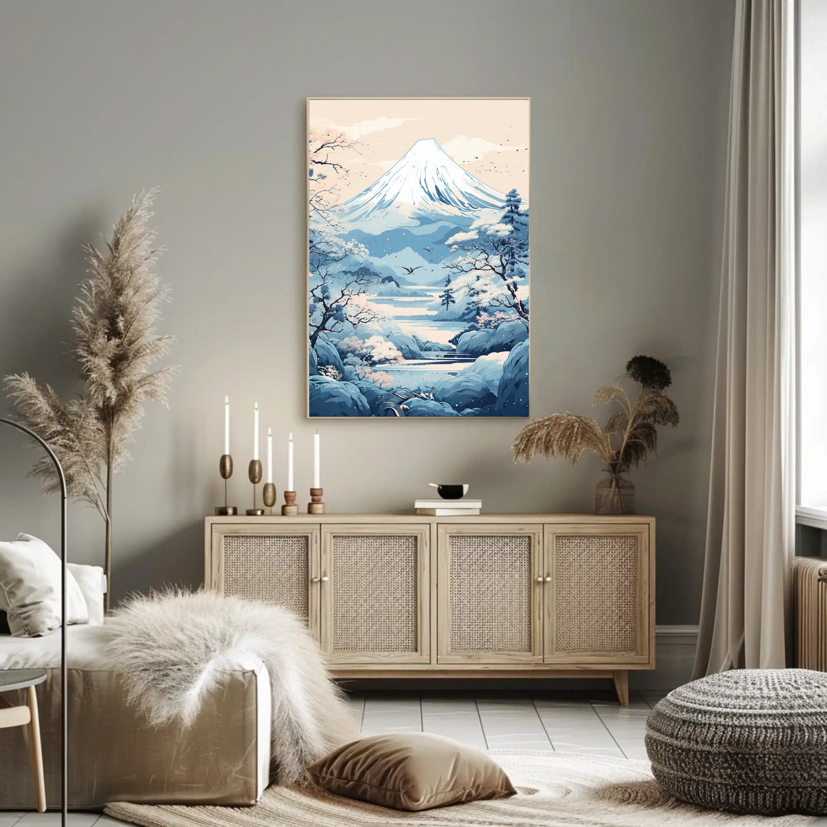 Serene Japanese Landscape Inspired Artistic Poster