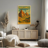 Badlands South Dakota Scenic Desert Wanderlust Decor Lovers Adventure Wall Art Poster