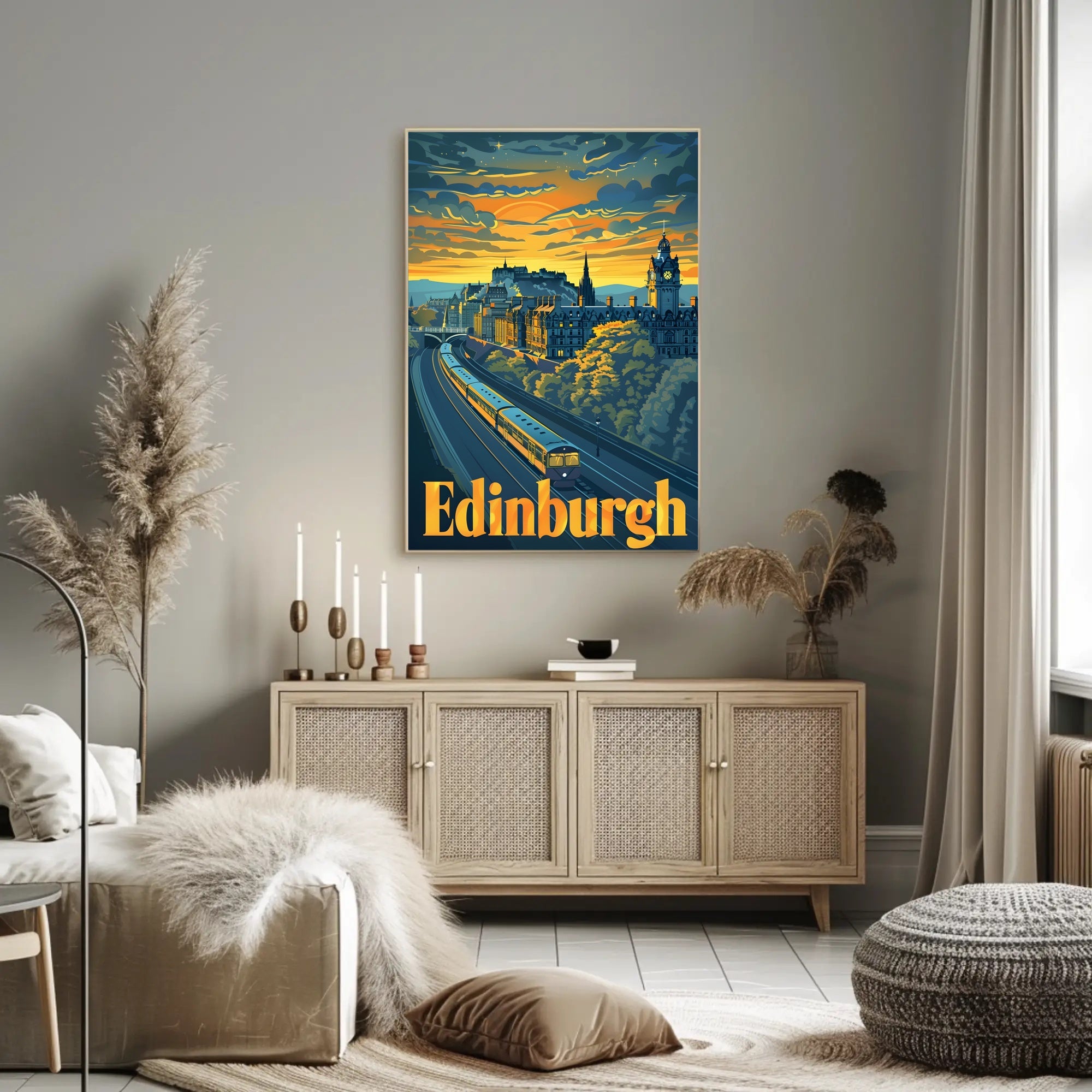Edinburgh Icons Panorama Travel Poster