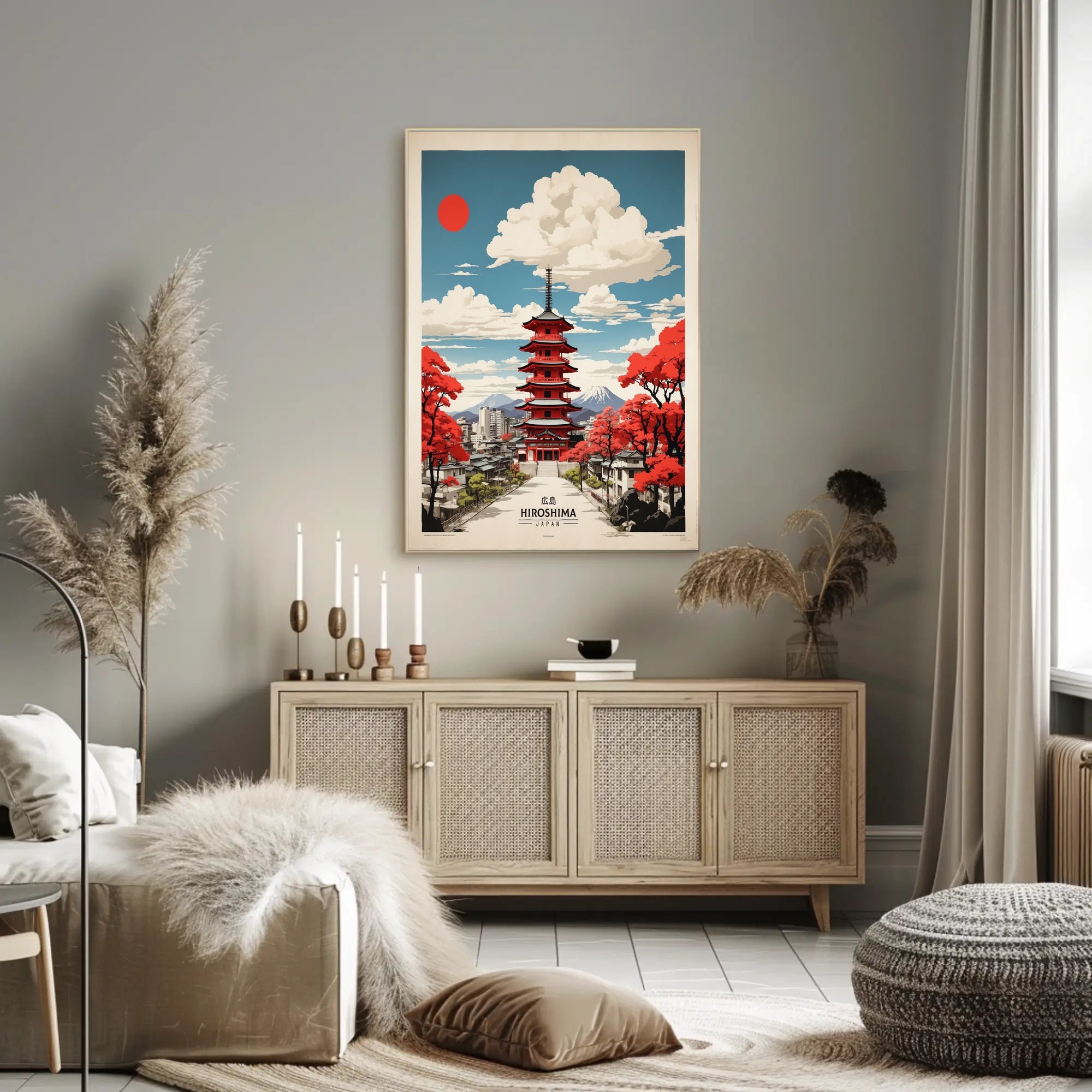 Hiroshima Vintage Travel Poster in Japanese Aesthetic