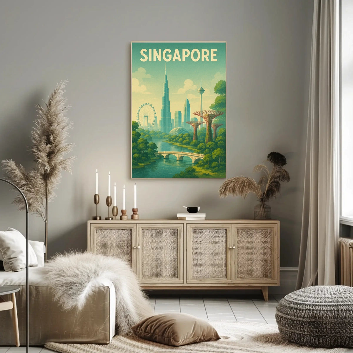 Singapore Skyline Illustration Poster