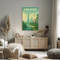 Singapore Skyline Illustration Poster