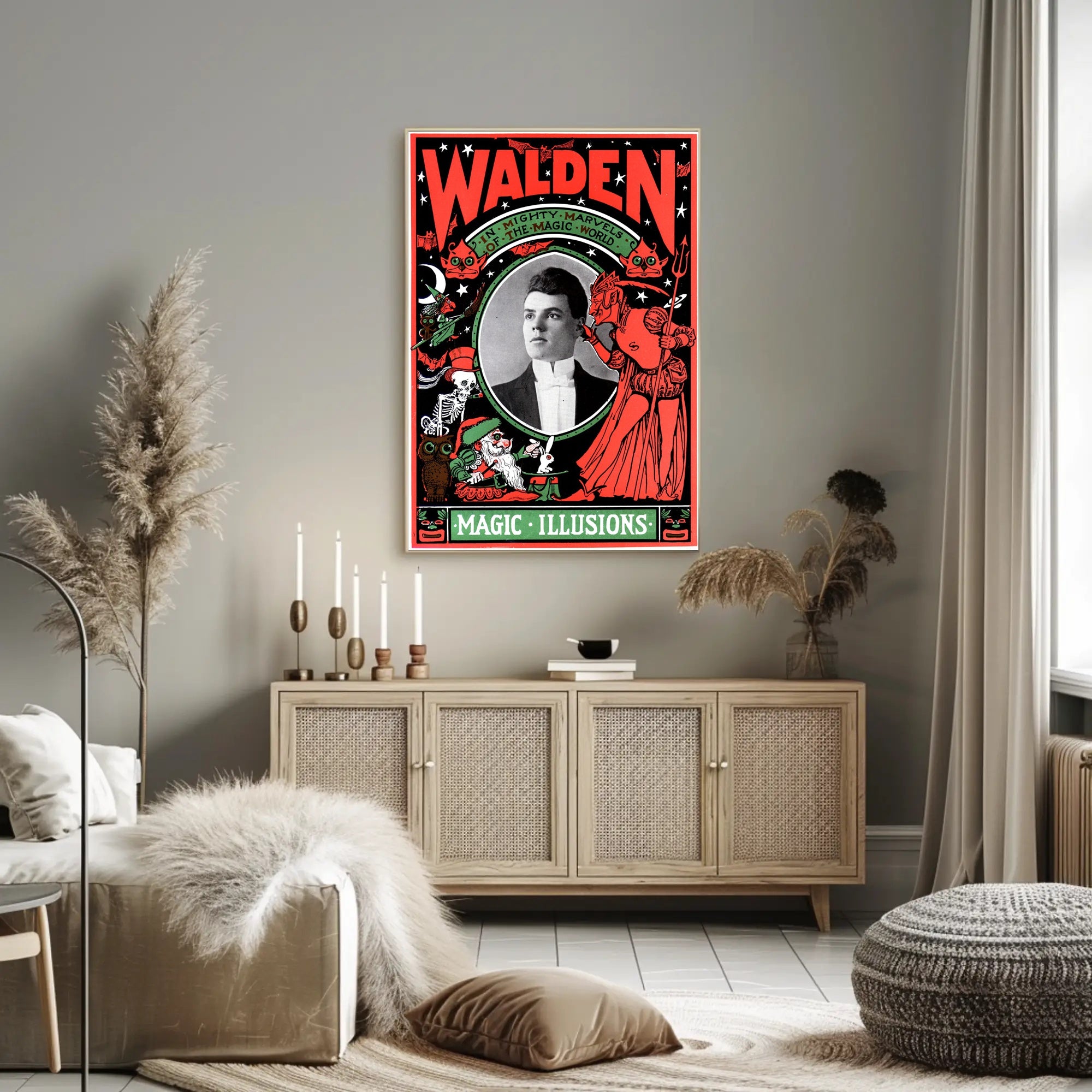 Vintage Magician Illusion Poster: Mystical and Theatrical Art