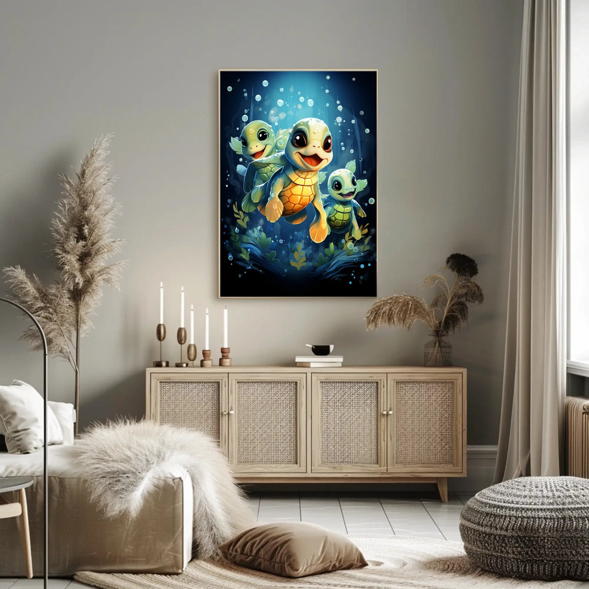 Charming Baby Sea Turtles Underwater Adventure Poster