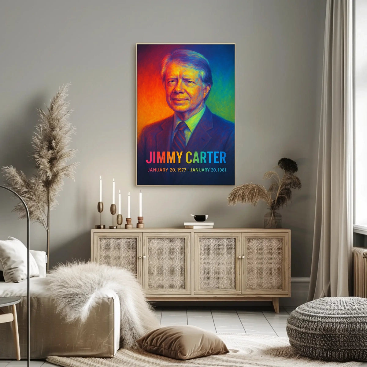 Jimmy Carter 39th President of the United States Neon Gradient Overlay Poster