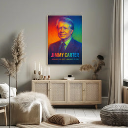 Jimmy Carter 39th President of the United States Neon Gradient Overlay Poster