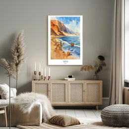 Picturesque Sinai Coastal Scene in Watercolor Travel Poster PosterGoat