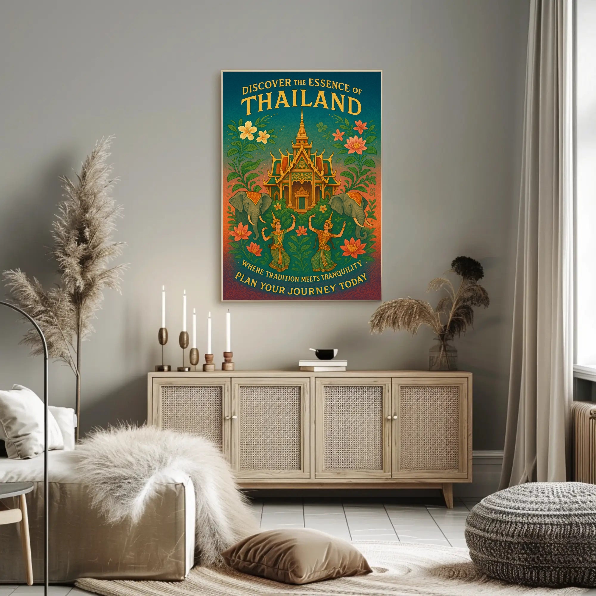 Thailand Cultural Heritage Vintage Travel Poster