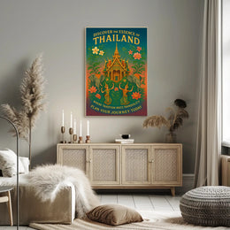 Thailand Cultural Heritage Vintage Travel Poster