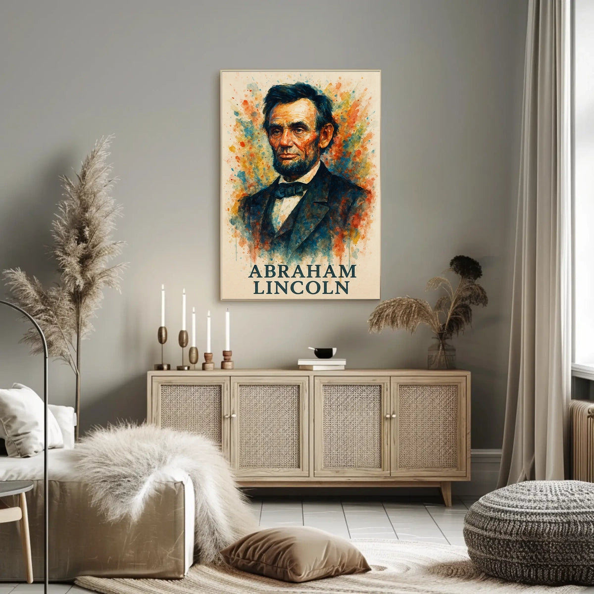 Historical Watercolor Portrait: Patriotic American Legacy