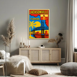 Jacksonville, Florida Cityscape Art Poster PosterGoat
