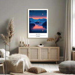 Lake Bled Serene Sunset Travel Poster