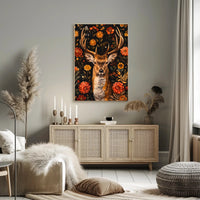 Majestic Deer Floral Wonderland Poster