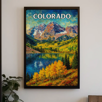 Colorado Fall Landscape Mountain Lake Travel Poster