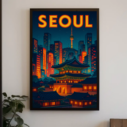 Seoul Palace and Tower Skyline Poster