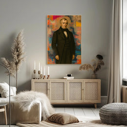 Distinguished Classical Portrait with Modern Abstract Artistic Poster