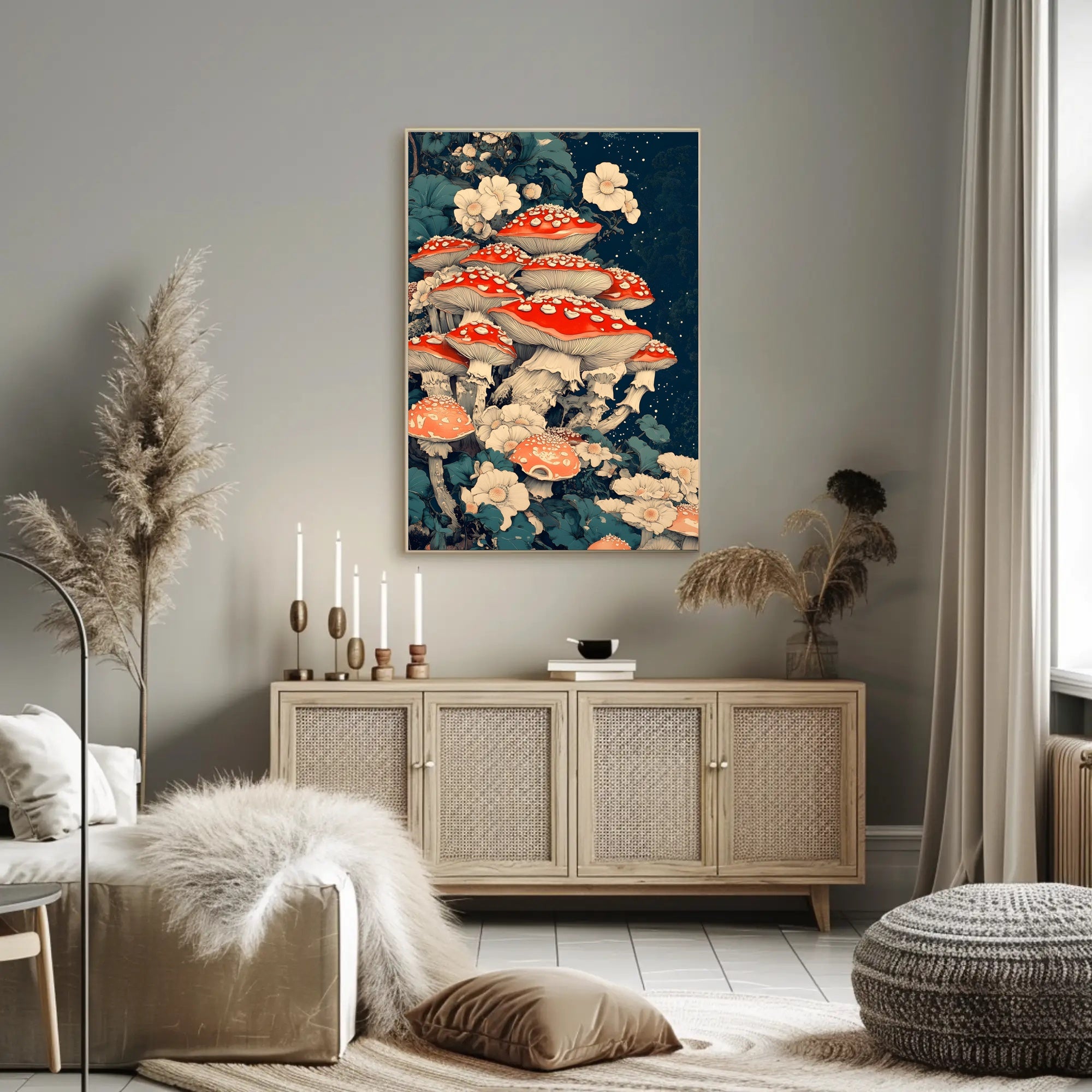 Enchanted Forest Mushrooms Wall Art Print