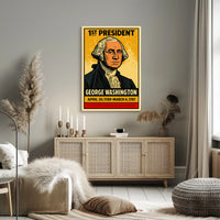 George Washington 1st President of the United States Inked Comic Style Poster