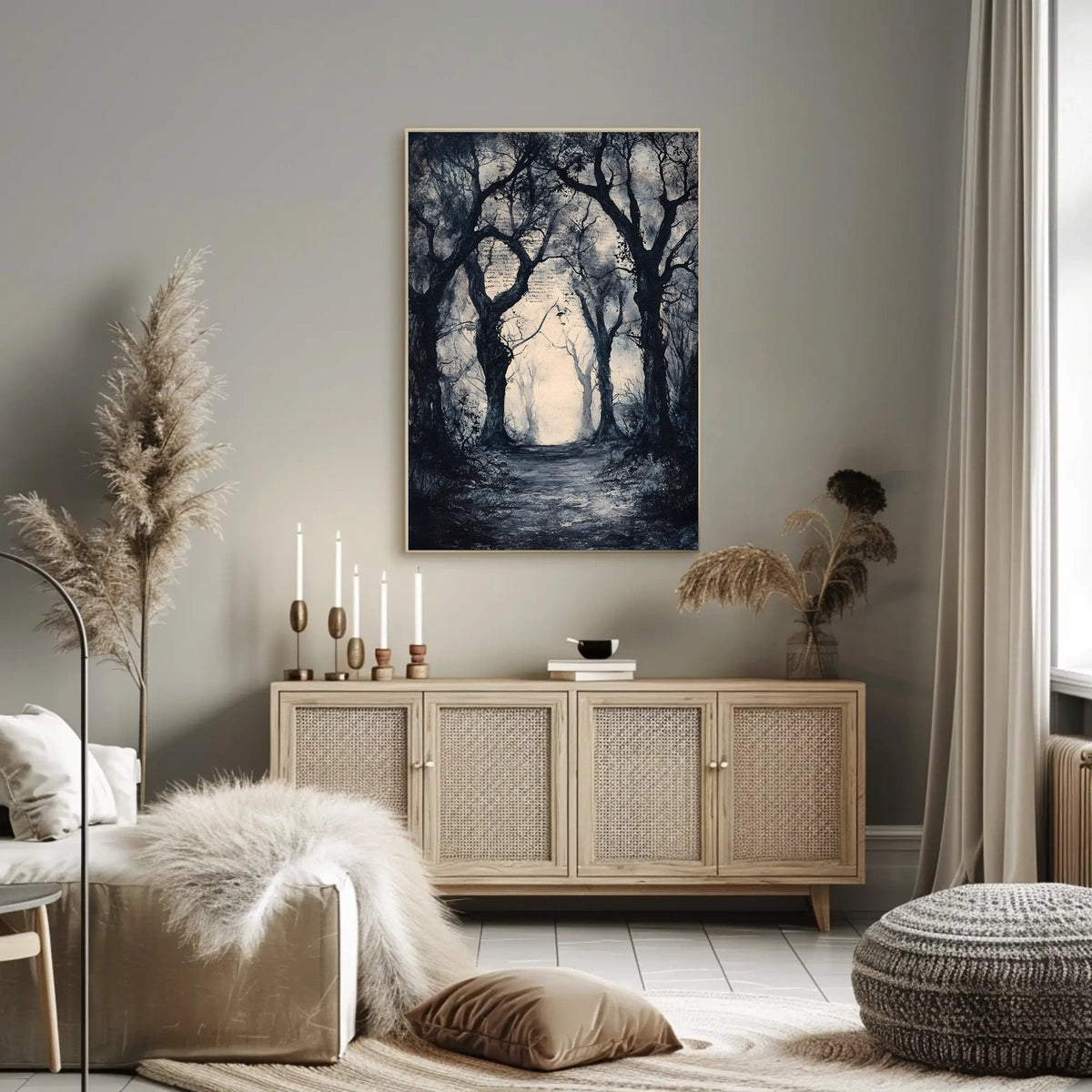 Mysterious Ethereal Forest Scene Artistic Poster