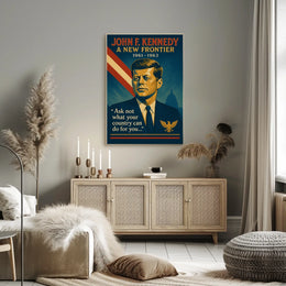 JFK Vintage Patriotic Poster with Inspirational Quote