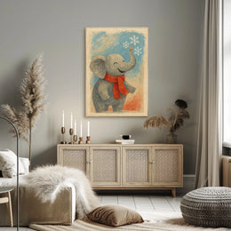 Elephant Winter Forest Poster
