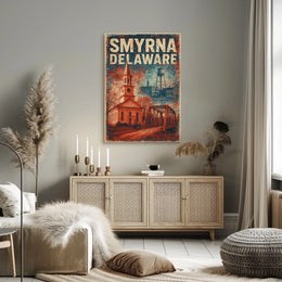 Vintage Smyrna Delaware Americana Charm Folk Art Poster