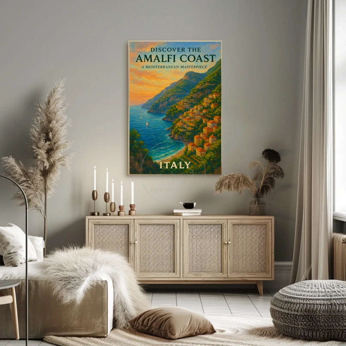 Amalfi Coast Sunset: Romantic Travel Poster