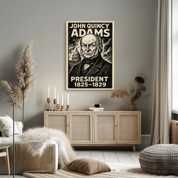 John Quincy Adams 6th President of the United States B & W Comic Sketch Poster