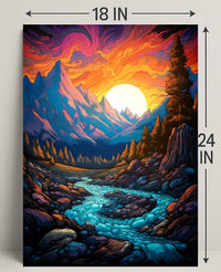 Vibrant Mountain Sunset Poster PosterGoat