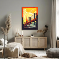 Urban Bridge Art Deco Poster