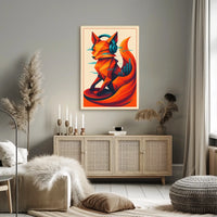 Geometric Fox With Headphones Poster