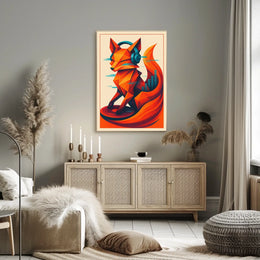 Geometric Fox With Headphones Poster