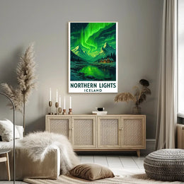 Northern Lights Over Iceland Travel Poster PosterGoat