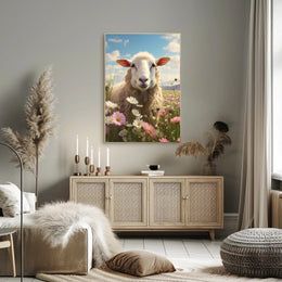 Sheep in Tranquil Countryside Animal Poster