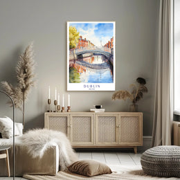 Dublin's Iconic Bridge Over River: Urban or Cityscape Poster PosterGoat