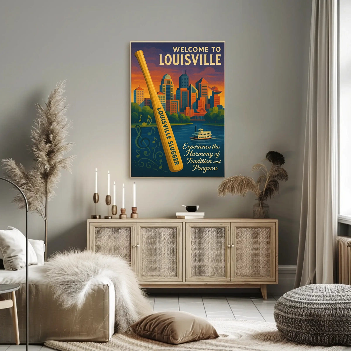 Welcome To Louisville Scenic Cityscape Art Inspiration Decor Lovers Wanderlust Souls Wall Art Poster