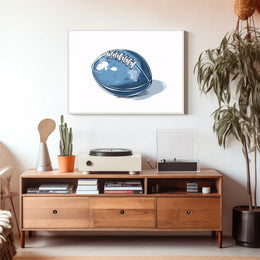 Stylized Blue American Football Art Poster