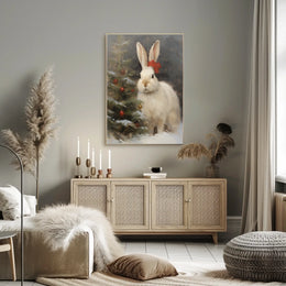 Festive Rabbit And Christmas Tree Poster