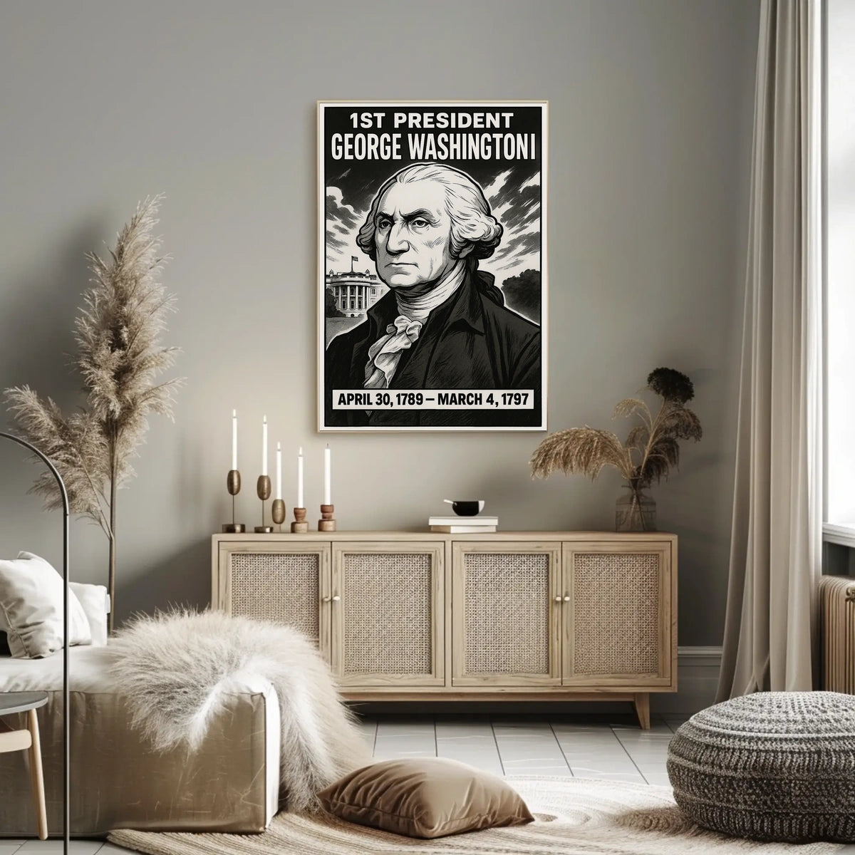 George Washington Portrait Artwork Archive Display Gallery Poster