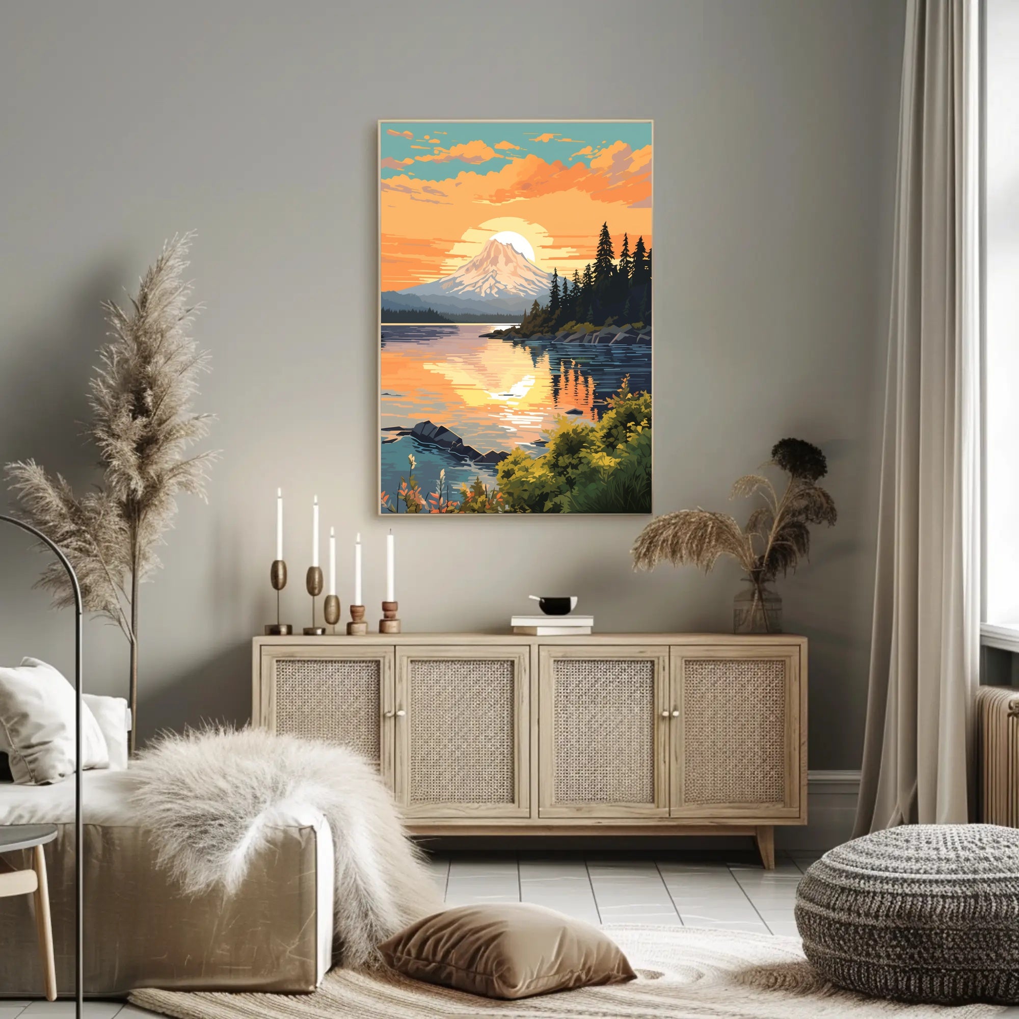 Serene Mountain Sunset Poster PosterGoat