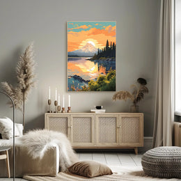 Serene Mountain Sunset Poster PosterGoat