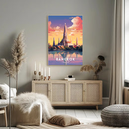 Wat Arun Sunset in Bangkok Travel Poster