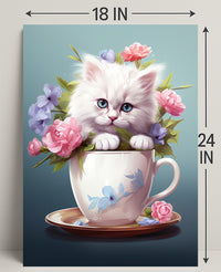 Kitten In A Teacup Poster PosterGoat