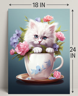 Kitten In A Teacup Poster PosterGoat